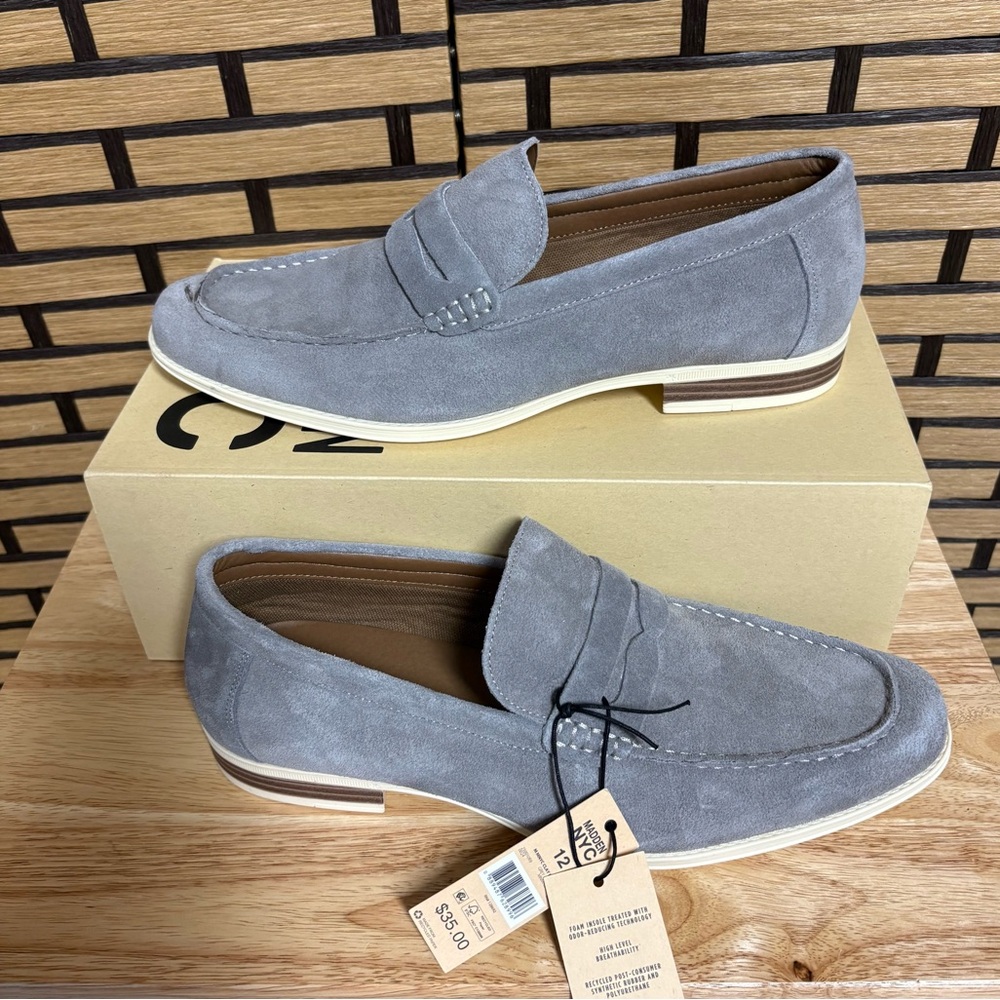 Men's Suede Penny Loafers in Gray - Classic Slip-On
